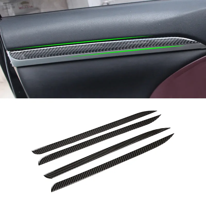

For Toyota Highlander 2015 2016 2017 2018 Car Carbon Fiber Interior Door Window Panel Cover Strip Protective Trim