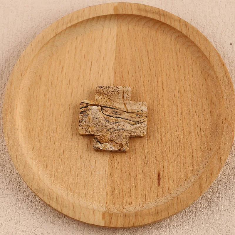 Natural Stone Picture Jasper Cross Carved Pendant for Necklace,Jewerly accessories for Jewelry Making