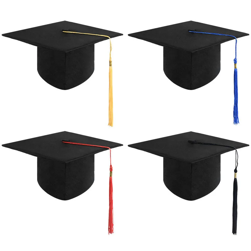 Graduation Hat Black Adult Bachelor Caps with Tassels University Master 2027 Congratulation Graduation Ceremony Party Decoration
