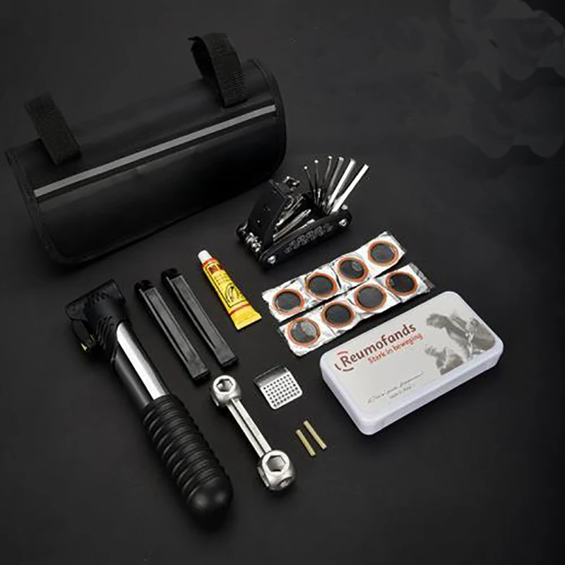 Portable Bike Flat Tire Repair Kit versatile Tool Bicycle Puncture Patch Cycling Rubber Glue Valve Lever Repair Tools