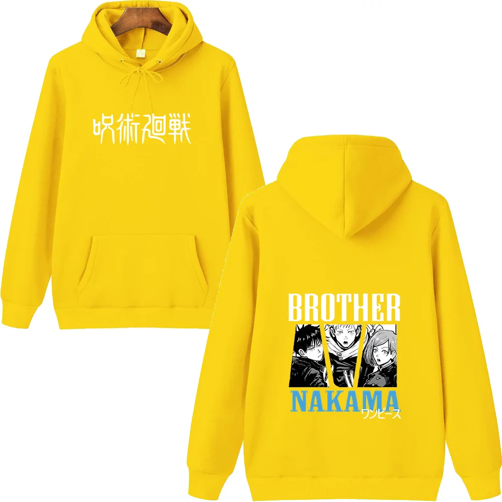 Brother Nakama สองด้านพิมพ์ Hoody ฮาราจูกุชายสไตล์ Hoodies Crewneck Hip Hop Hoody Crewneck หลวม Hoodie ใหม่เสื้อกันหนาว