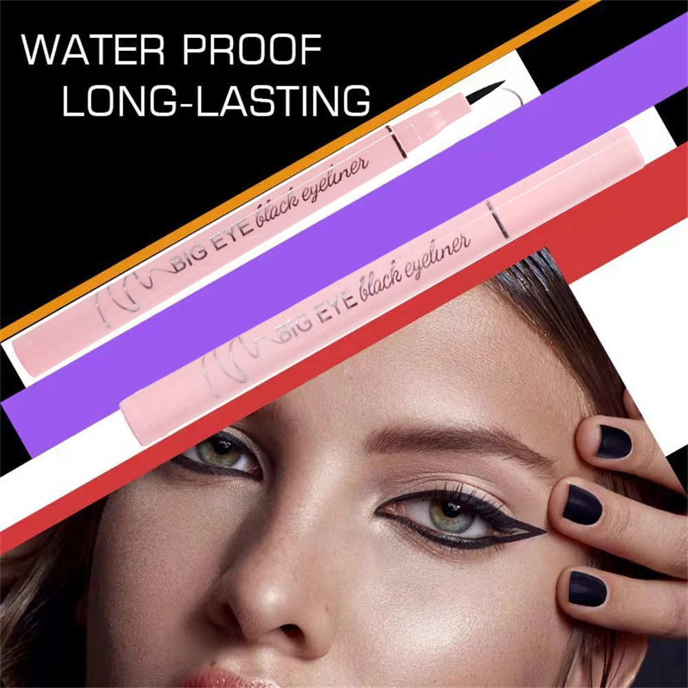 Schwarzer wasserfester Eyeliner-Stift, rosa Tube, langlebig, ultrafeiner flüssiger Eyeliner-Stift, Bleistift, schnell trocknendes Make-up-Werkzeug, Kosmetik