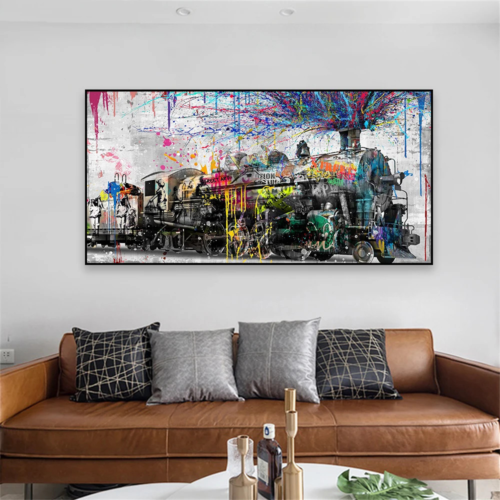 Banksy Graffiti Art Poster Blue Watercolor Prints Pop Street Art Canvas Painting Home Living Room Wall Art Canvas Painting