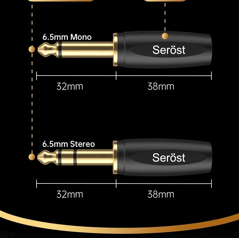 Serost HiFi 6,5mm Mono/Stereo TRS-Klinkenkabel Versilbertes OFC Sauerstofffreies Kupfer für Lautsprecher Mischpult E-Gitarre – Detail 8