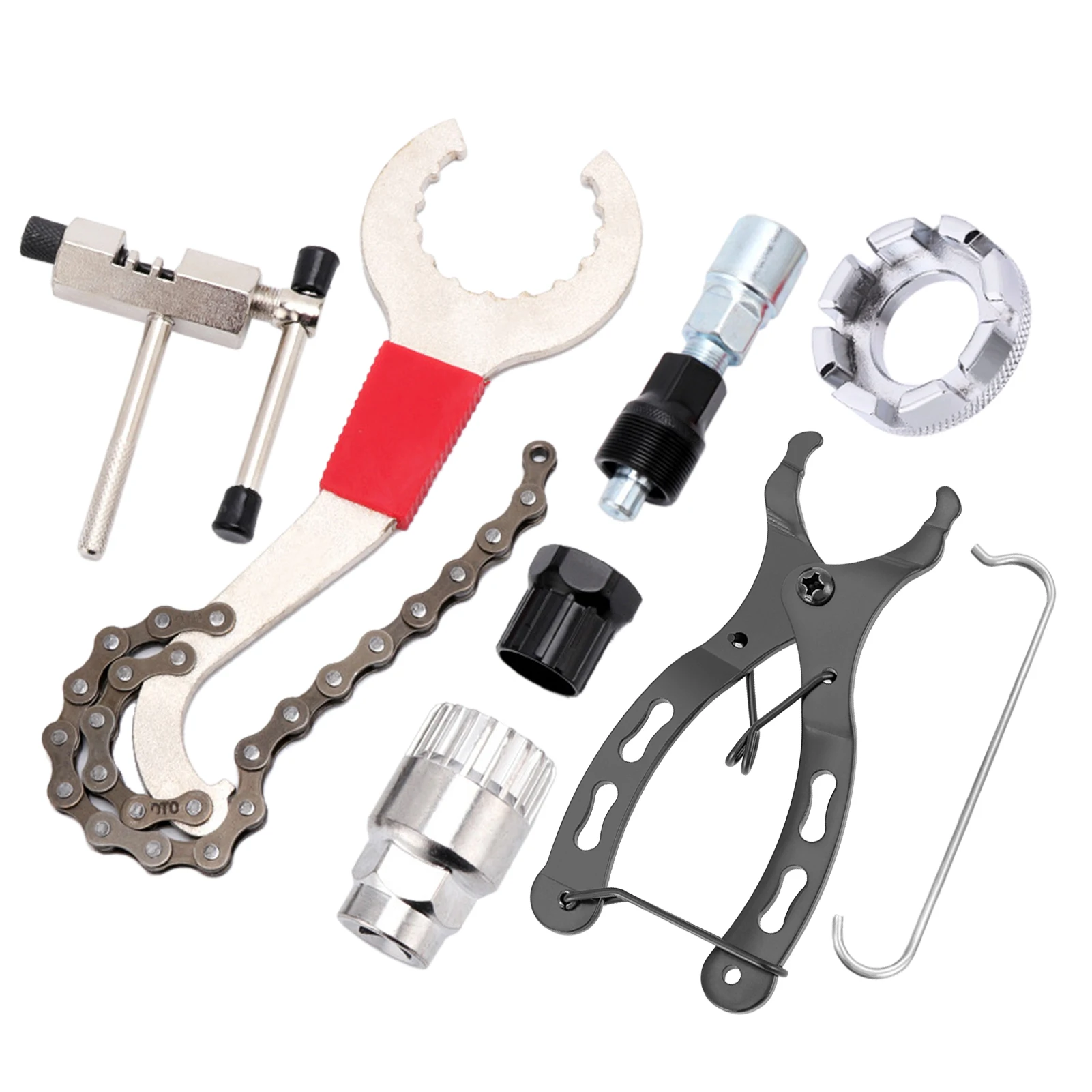

7pcs Bicycle Repair Tool Kit Steel Cassette Remover Wrench Chain Breaker Crank Puller Extractor Spoke Wrench Bottom Bracket