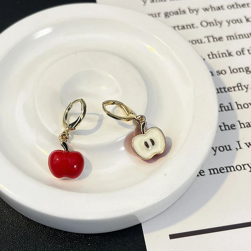 FTCY Cute Apple Drop Earrings for Women Strawberry Watermelon Dangle Earrings Girls Party Jewelry Gift