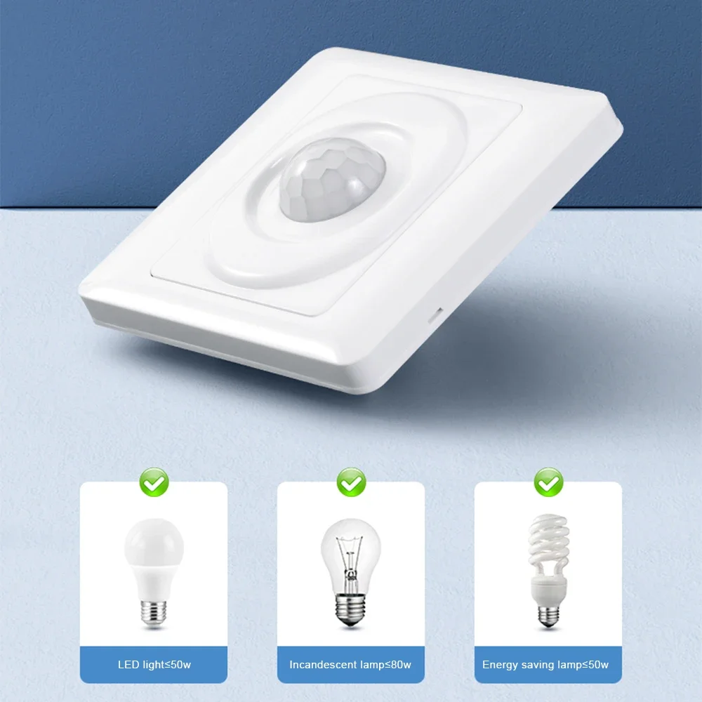 LED PIR Sensor de Movimento Interruptor de Luz, Detecção Infravermelha do Corpo Humano, Auto On Off, Interruptor Inteligente para Corredor e Escada, AC 220V