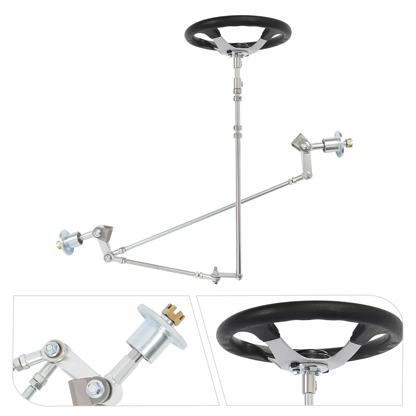

Front Steering Modification Kit, Steering Wheel Front Drive Assembly, Front Steering Modification Kit for 168cc GO KART UTV ATV