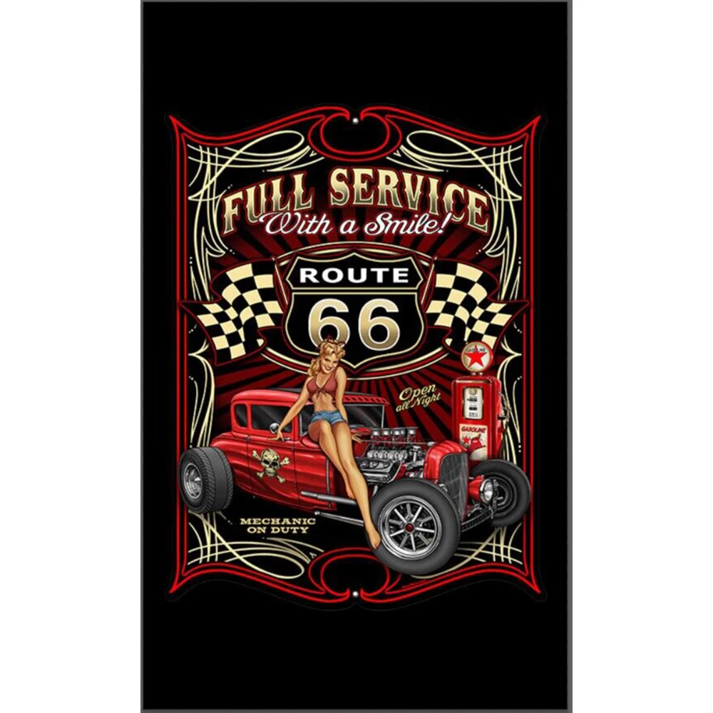 ROUTE 66 BANNER For 3'X5' OR 2X3FT CUSTOM FULL SERVICE Flag