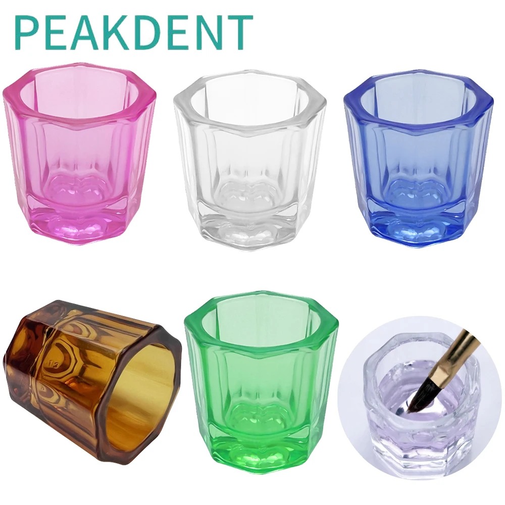 1Pcs Colorful Dentistry Mixing Bowls Glass Dish Household Octagonal Cups for Dental Lab Powder Liquid Holder Container Tool