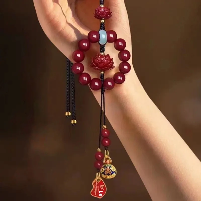 

High-grade Cinnabar Car Ornaments, Rearview Mirror Pendants, Symbolizing Peace And Good Luck, Interior Decoration, Unisex