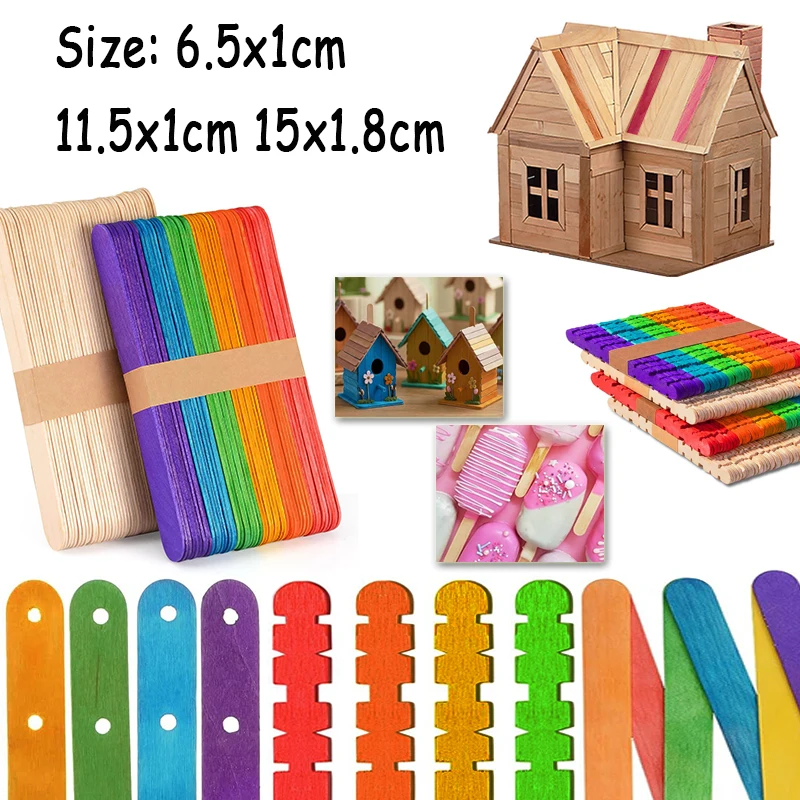 50/100Pcs Wooden Resin Epoxy Stirring Stick Popsicle Ice Cream Stick Handmade Tool DIY Home Art Classroom Supplies 6/11.4/15cm