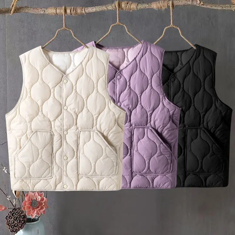 

Women's Thickened Fleece Lined Vest Winter Warm Underwear Loose Fit Slimming Large Size Student Inner Wear Shoulder Pad