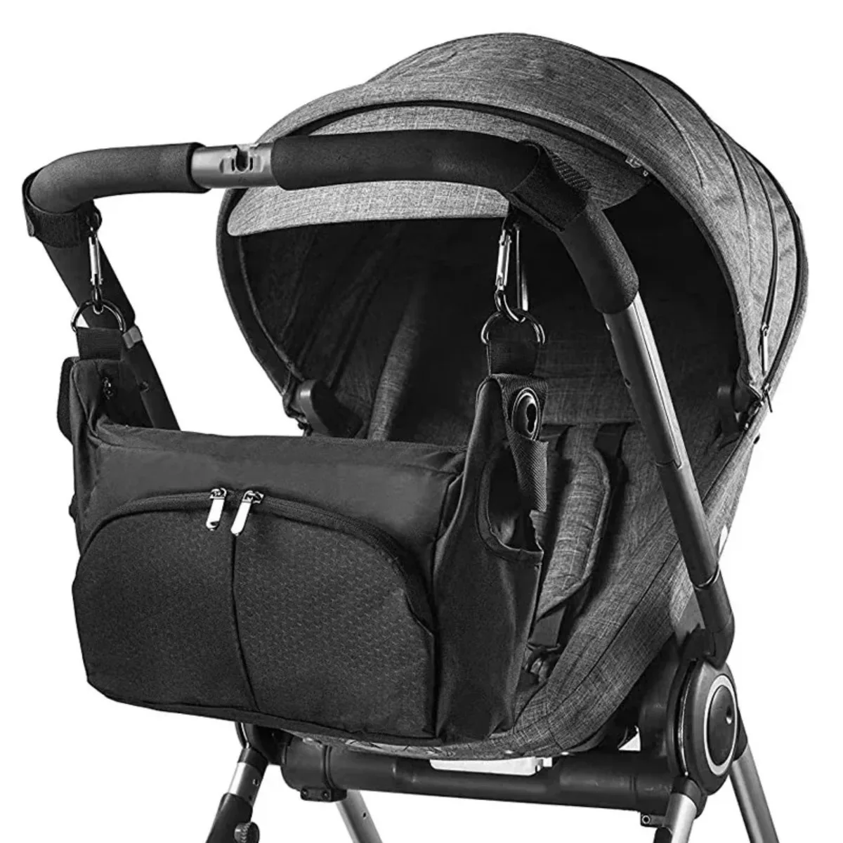 Portable Stroller Diaper Bag Mommy Storage Bag for Baby Stroller Multifunctional Stroller Black Waterproof Storage Bag