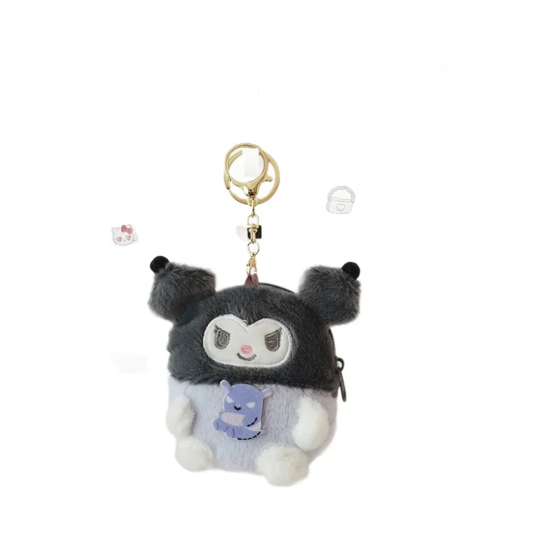 10pcs/lot Kawaii Sanrio Hello Kitty Anime Plush Doll Keychain Cartoon Cinnamoroll Pendant Coin Purse Storage Bag  Toys