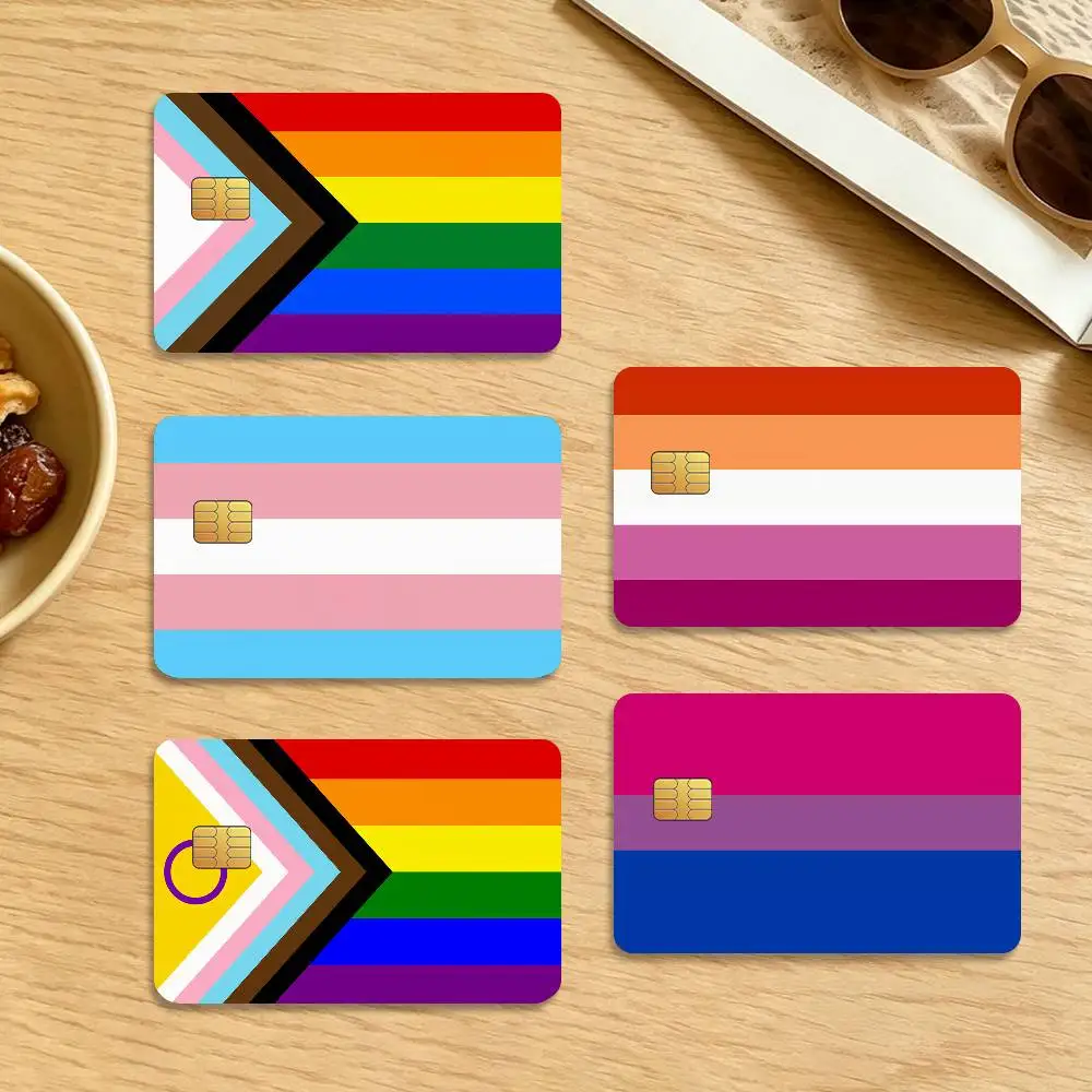 LGBT Gay Rainbow Pride 4Pcs Waterproof Scratch Resistant Card Skin Stickers Fashion Decorative for Credit Debit Bank