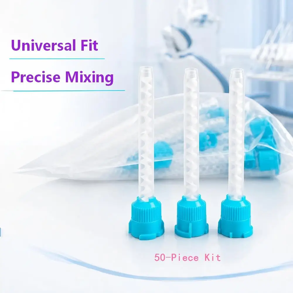 

50Pcs Dental Silicone Mixing Nozzles, Long & Short Dual Type Disposable Tips for Impression Materials, Mixing Gun Accessories