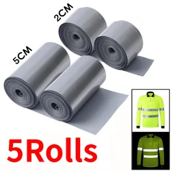 5 Rolls Reflective Strip Sticker Heat Transfer Reflective Tape for DIY Clothing Bag Shoes Shirt Iron on Safety Clothing Supplies