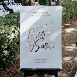 Custom Welcome To The Wedding of Mirror Wall Sticker Wedding Sign Personalized Name & Date Wall Decals French Style Sign Vinyl