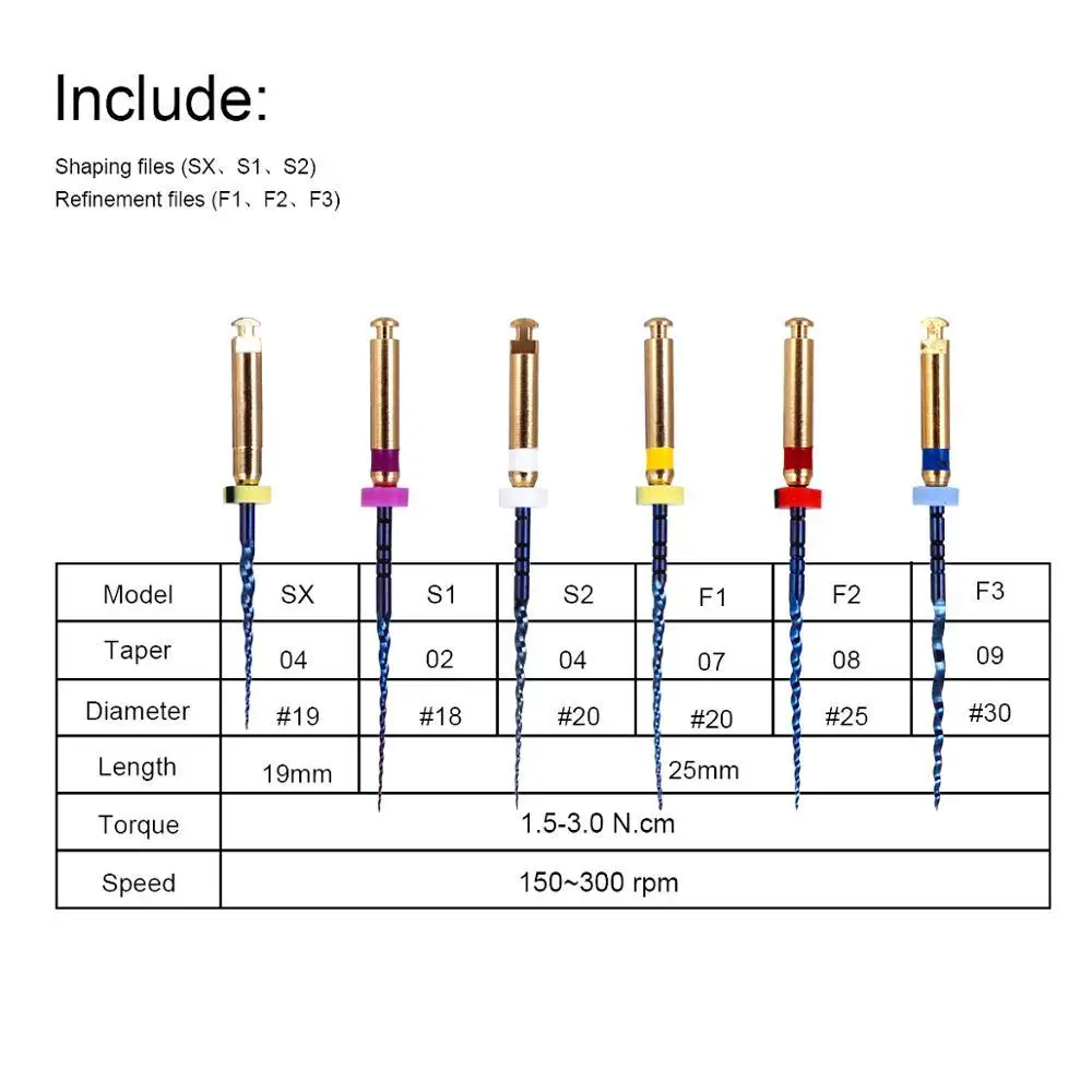 Arquivo ativado por calor dental para tratamento do canal radicular, recuperável em água, ferramenta odontológica rotativa, 6 PCs/box