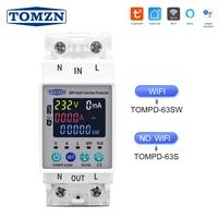 TOMZN 2P 63A 110V 220V TUYA WIFI interruptor inteligente Kwh temporizador de disyuntor de medición con corriente de voltaje y protección contra fugas