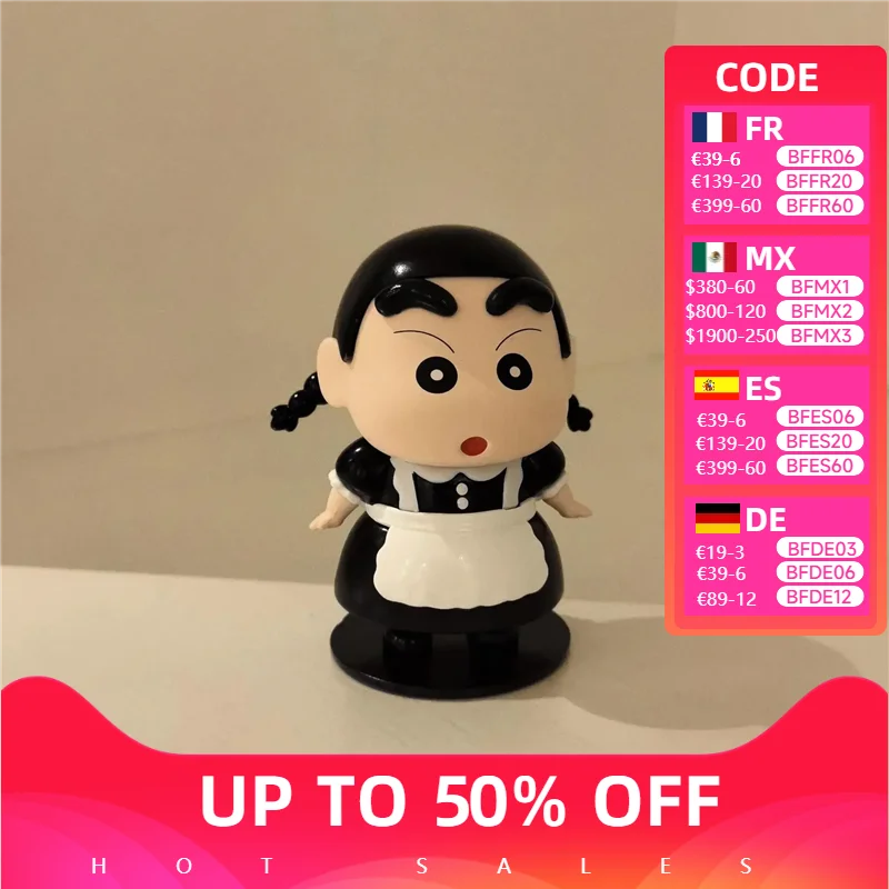 

10cm Crayon Shin chan Anime Figure GK Shin chan cos Maid small plait kawaii desktop decoration model kids children birthday Toys