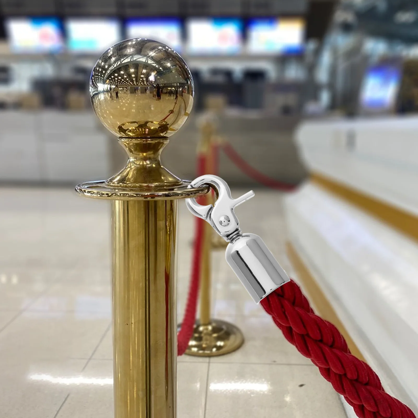 

4Pcs Alloy Rope End Caps Snap Hooks for Handbags Luggage Stanchions Rope End Stoppers Stanchions Velvet Ropes Hook