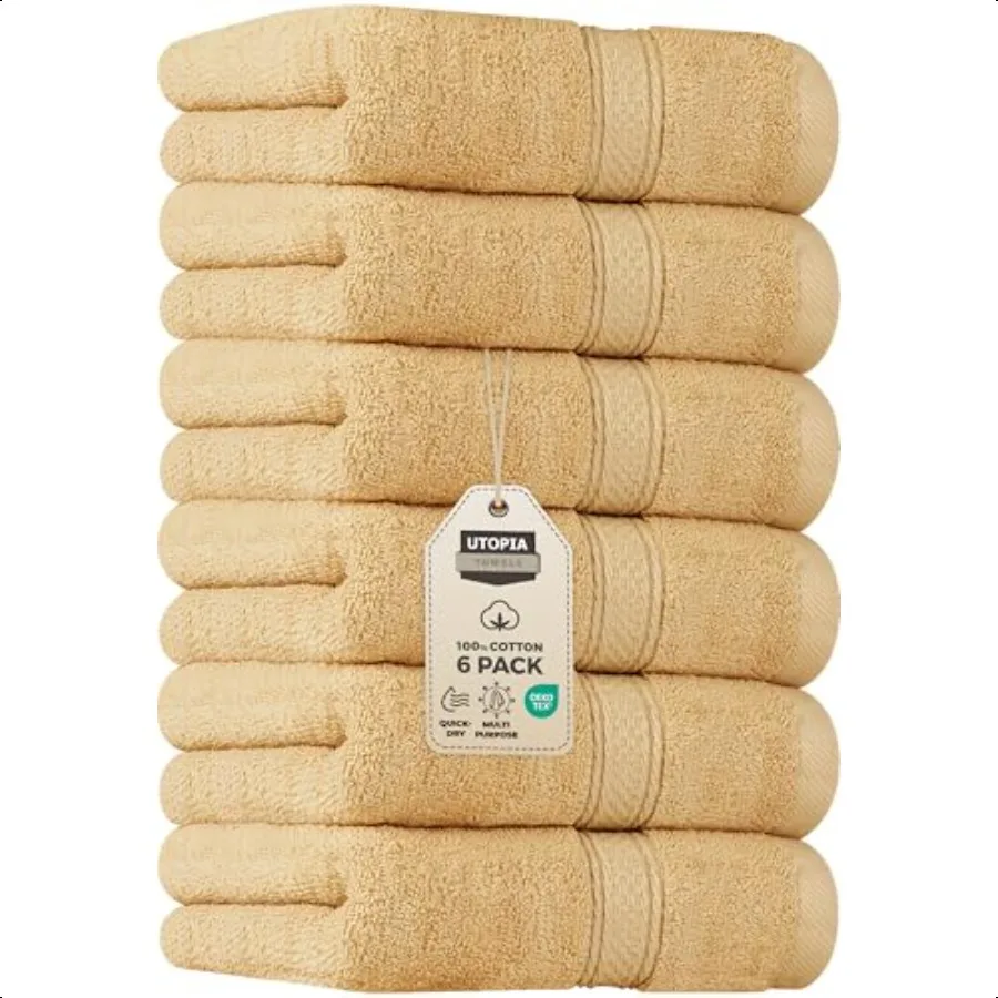 

6 Pack Premium Hand Towels Set 16 by 28 inches 100 Ring Spun Cotton Ultra Soft and Highly Absorbent 600GSM Towels for Bathroom