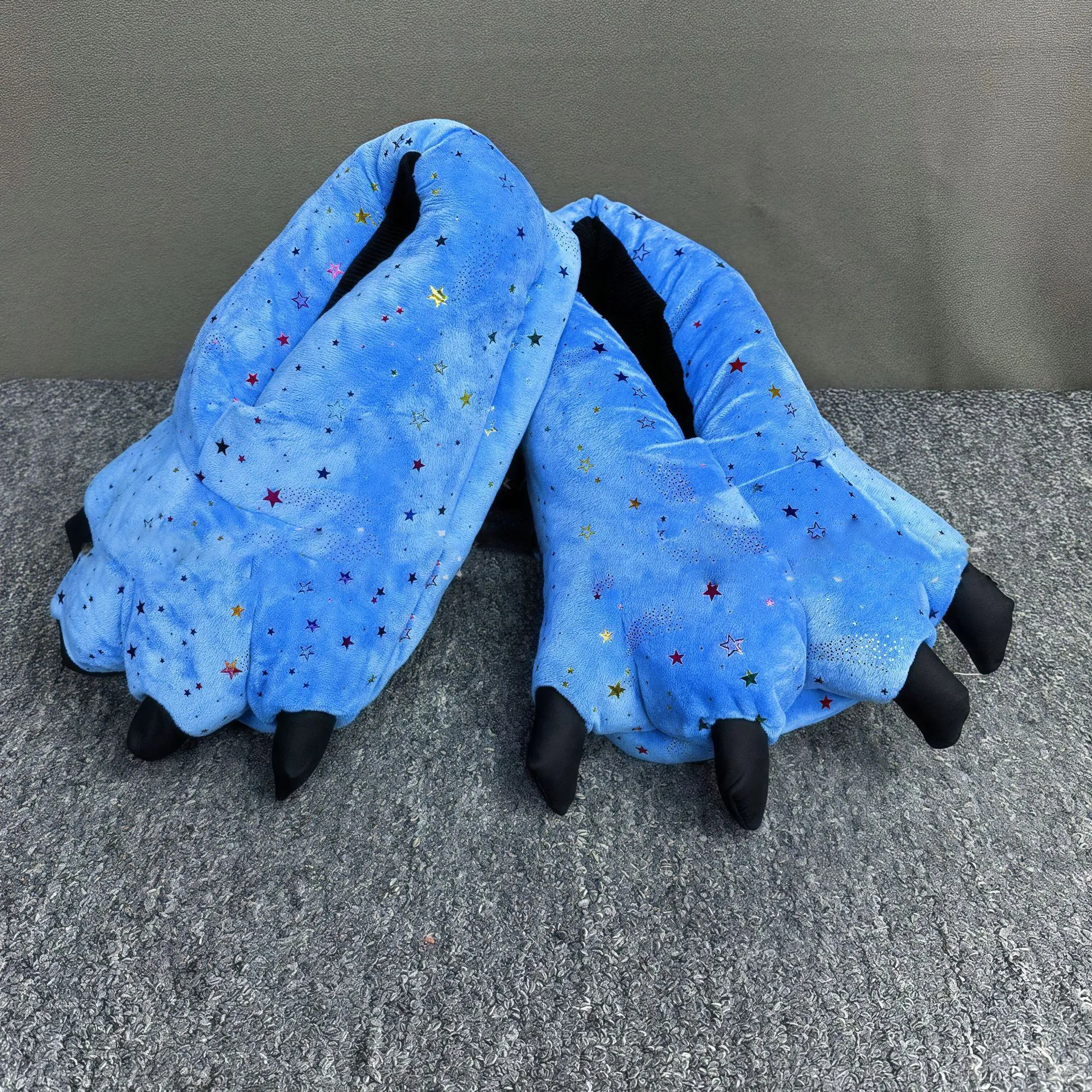 Women Winter Funny Tiger Dinosaur Animal Claw Plush Slippers Creative Cartoon Warm Soft Indoor Home Cotton Slippers Women Shoes