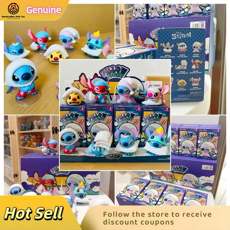 

In stock Genuine Miniso Disney Stitch Pillow Fight Series Collectible Figure Blind Box Birthday Gift Trendy Toy Collectibles