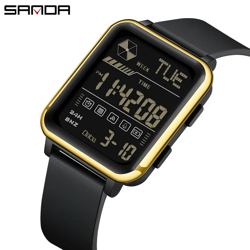 Fashion Sanda 6159 Top Brand Digital Men Electronic Clock Gift Military Army Sport Luxury Led Stopwatch Waterproof Male Watches