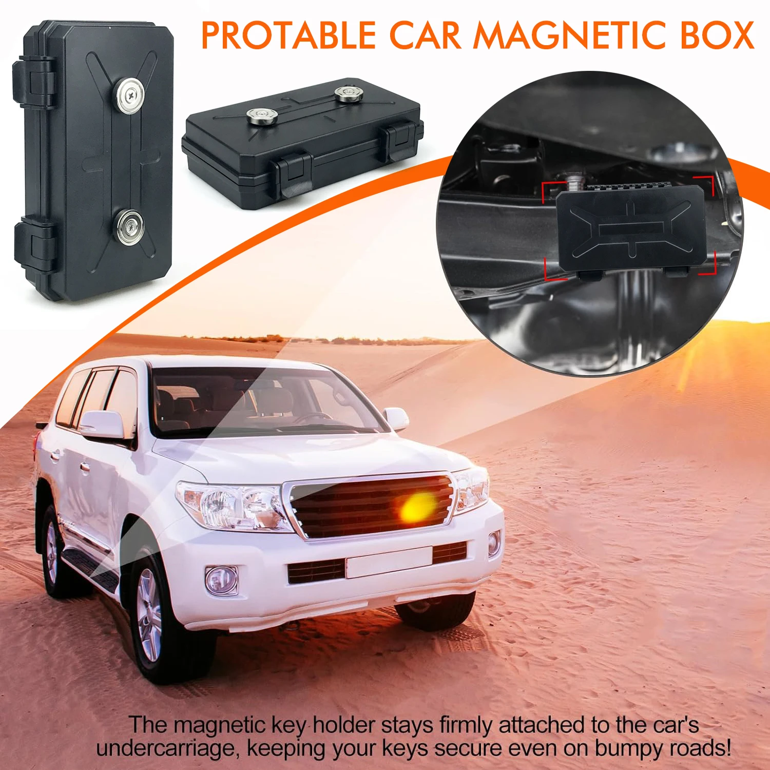 Magnetic Holder Under Car Hide Box with Strong Magnet Waterproof Magnetic Key Hider Rustproof Automobile Key Storage Box