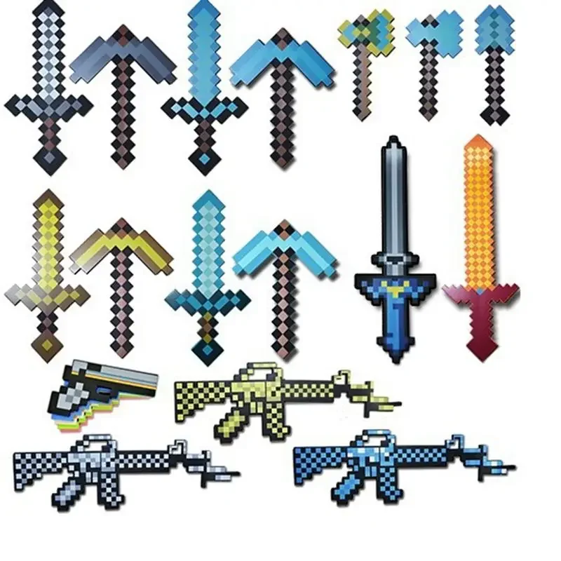 2025 A mais recente versão completa do tema do jogo de espada Minecraft Toy estilo de brinquedo de pixel de espuma EVA para dar às crianças presentes de ano novo