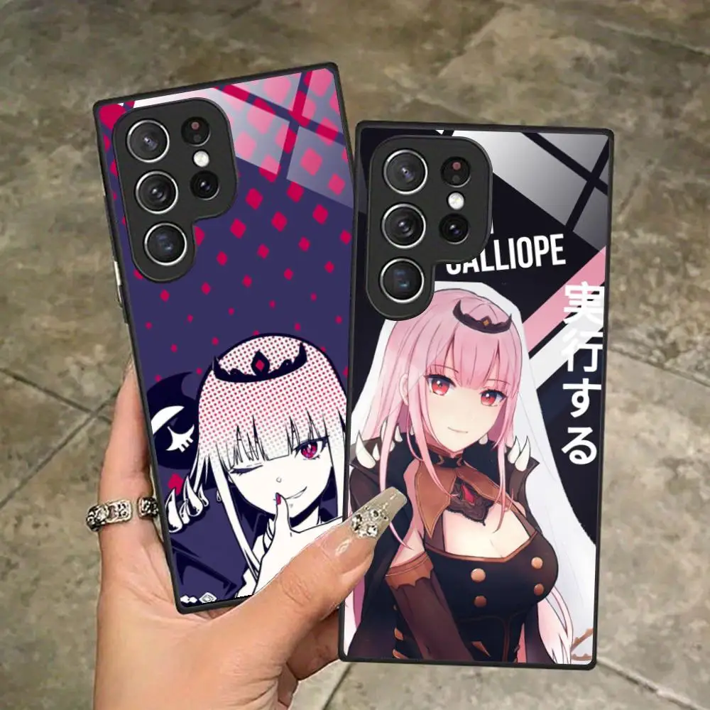 Anime Mori Calliope Phone Case for Samsung Galaxy S26 S25 S24 S23 S22 S21 S20 Note20 Plus FE Ultra Glass Protective Cover
