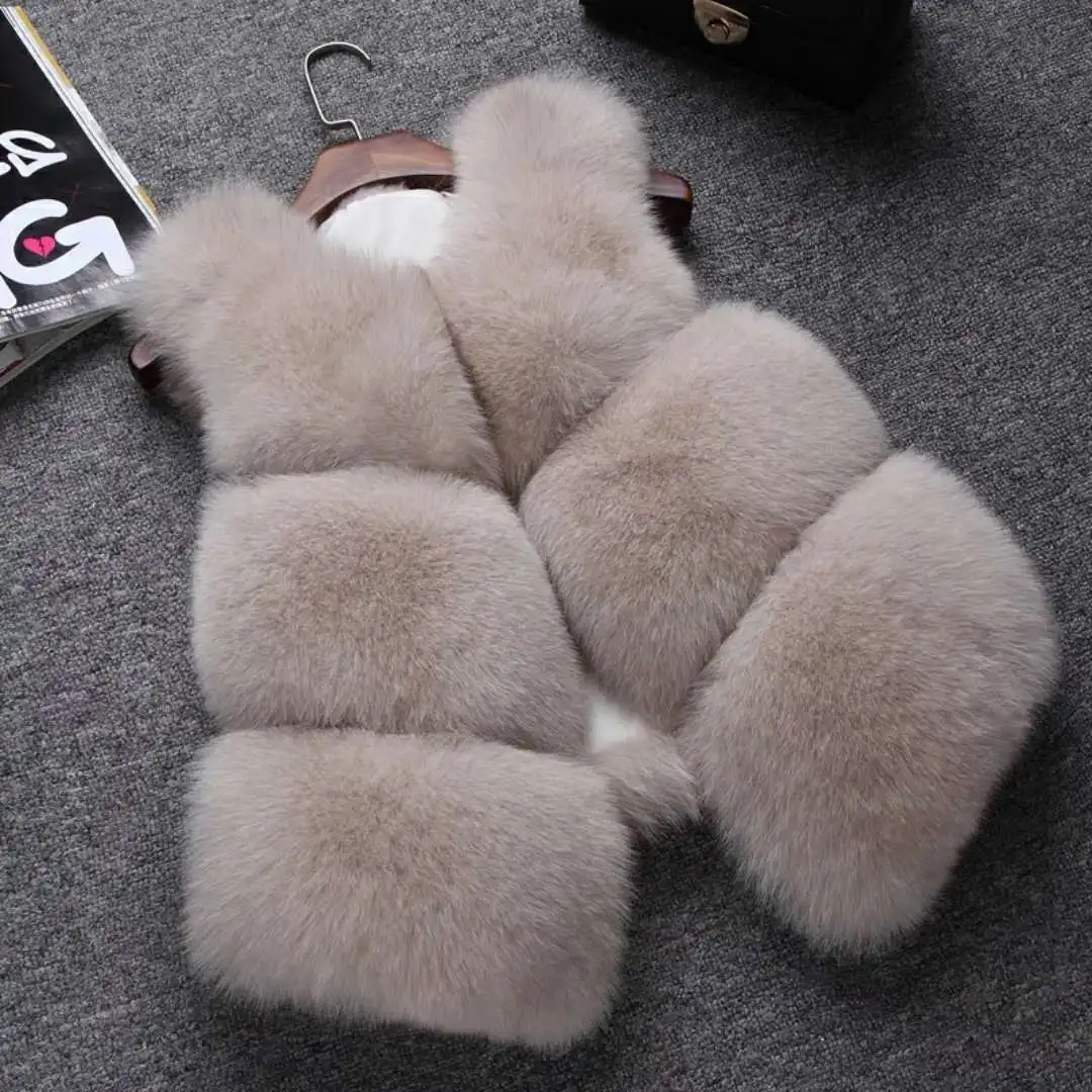 Werk Faux Vossenbont Vest Jassen Vrouwen Korte Jassen Gesplitst V-hals Mouwloos Bedekt Knop Y2k Slim Casual Herfst Winter 2025