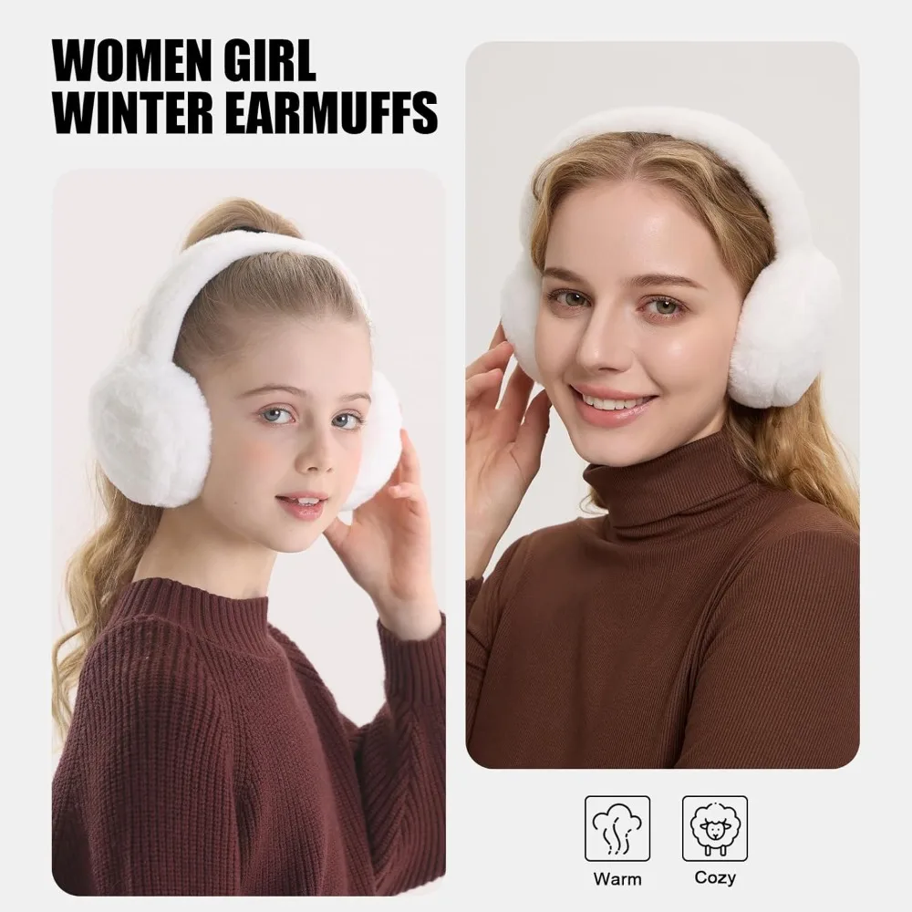 Protetores de ouvido infantis de inverno – aquecedores de ouvido dobráveis peludos fofos para meninos e meninas, faixa de cabeça para clima frio