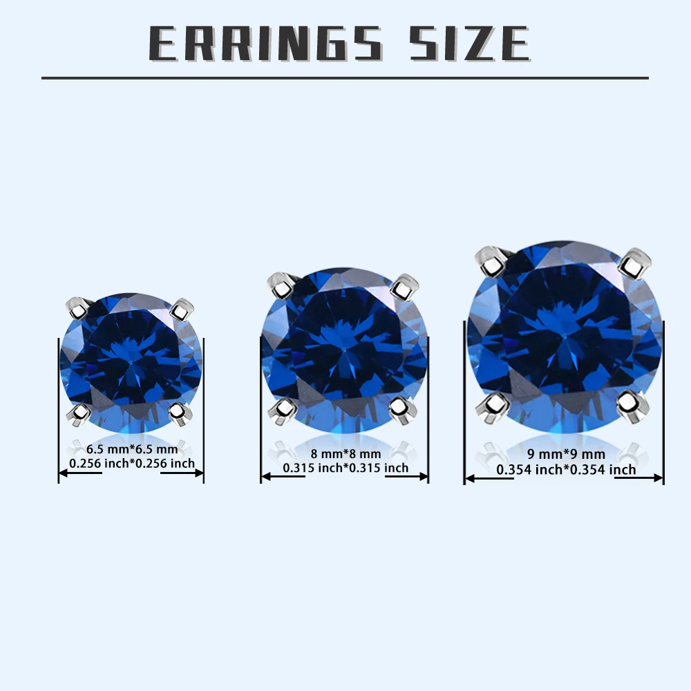 Bocarman Tansanit Blauer Zirkon S925 Silber Vier-Krallen-Ohrstecker Rundschliff Unisex Mode Funkelnd Klassisches Geschenk für Frauen – Detail 6