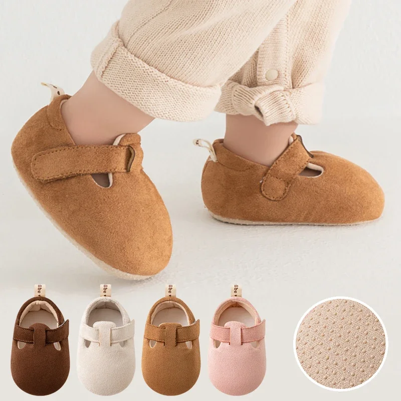 Mary Jane Infant Shoes Faux Suede Soft Sole Anti-slip Baby Pre-walker Shoes Lightweight Toddler Footwear for 0-18 Months