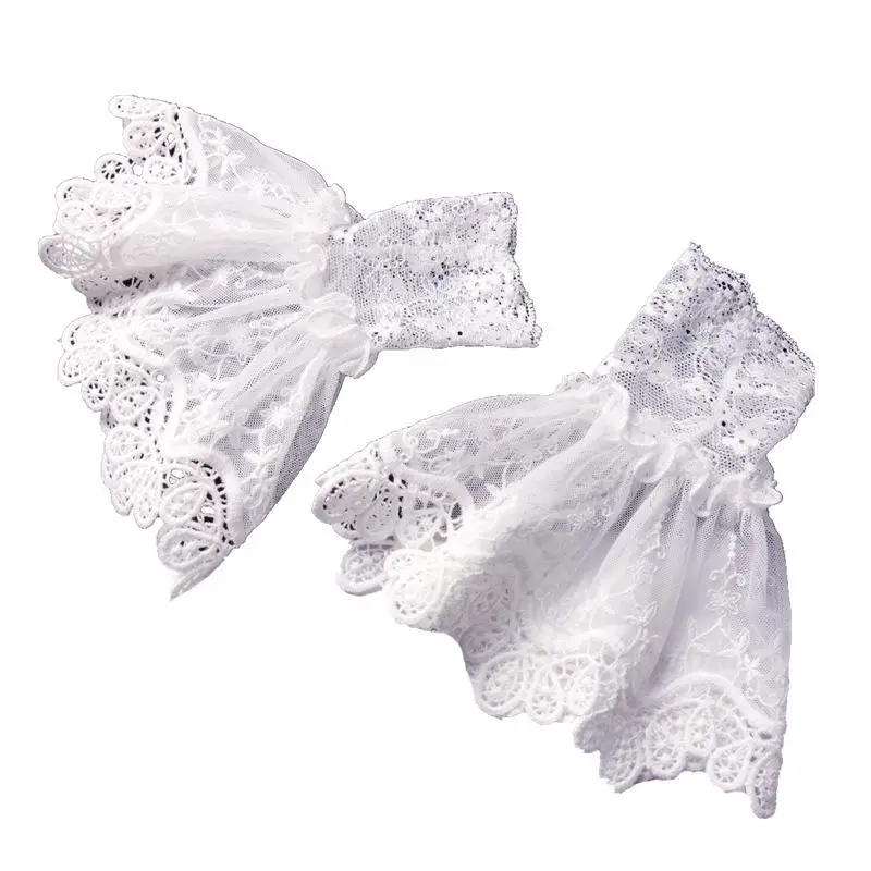 سترة الفتيات الإناث مزينة الأكمام وهمية الجوف خارج الكروشيه الأزهار الدانتيل القرن الأصفاد التطريز الإنتفاضات المرنة