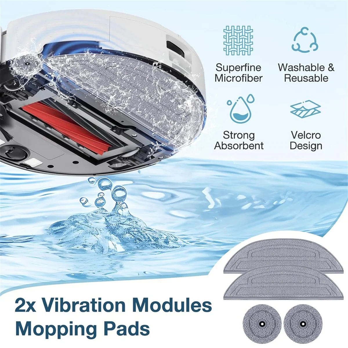 10PCS Mop Pad Refill for Roborock S8 Max Ultra / S8 MaxV Ultra Robot Vacuum Replacement Washable & Reusable Mop Cloth