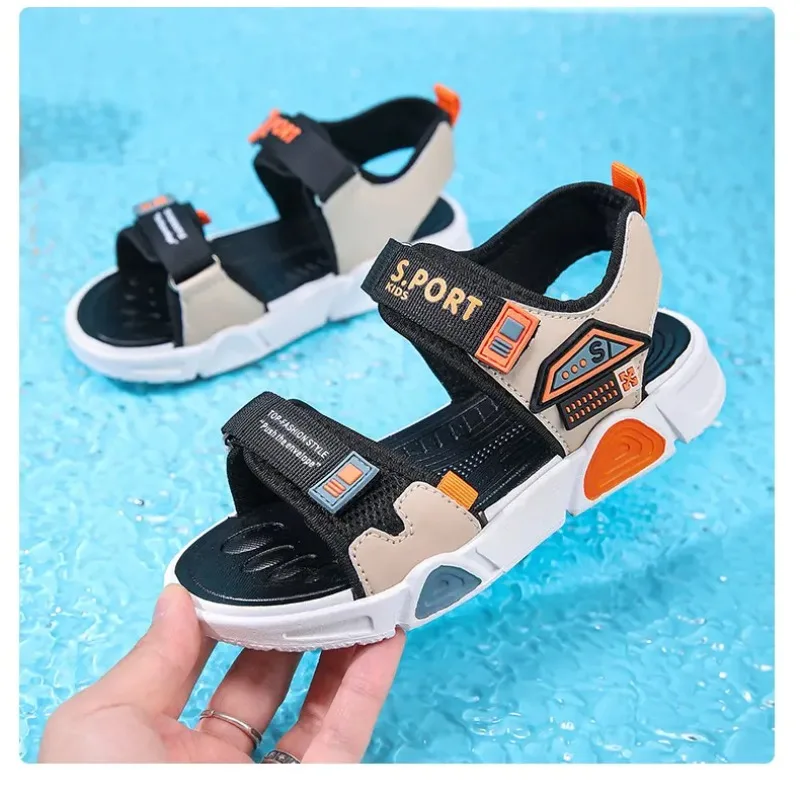Детские летние резиновые сандалии для мальчиков, детская обувь, детская пляжная обувь на плоской подошве, спортивные мягкие нескользящие повседневные сандалии для малышей