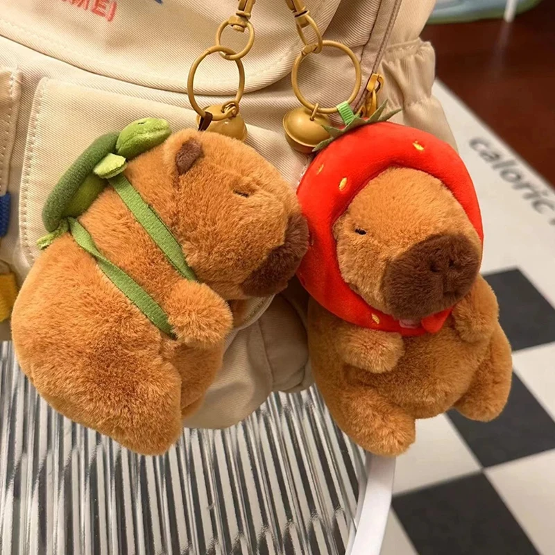 Capybara Plush Keychain Cute Bag Pendant Creative Fluffty Animals Keyring Kawaii Stuffed Doll Keychains Birthday Gift