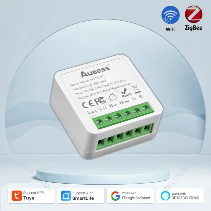 Zigbee-miniinterruptor inteligente con WiFi para el hogar, módulo de Control de 2 vías, funciona con Alexa, Google Home, Alice, DIY, 1/2/3/4 entradas
