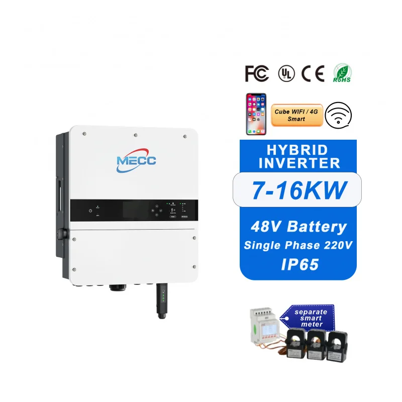 2025 جديد حار بيع 12KW عاكس هجين أحادي الطور، IP65 مقاوم للماء - المنازل الكبيرة