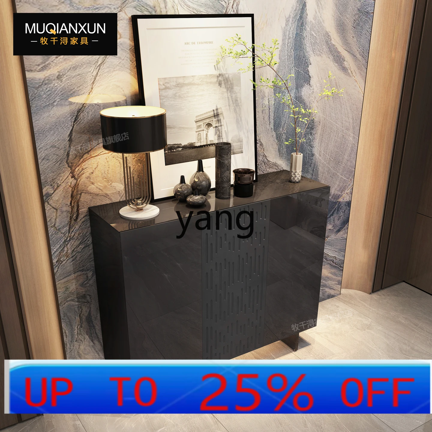 

LMM Integrated Villa Modern Glass Storage Cabinet with Light at the Entrance Shoe Cabinet