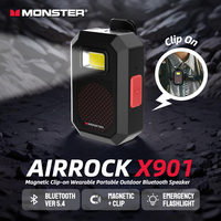 Monster AirRock X901 Wearable Portable Bluetooth 5.4 Speaker Magnetic Clip-on Sound Box TWS Stereo Wireless Portable Speakers