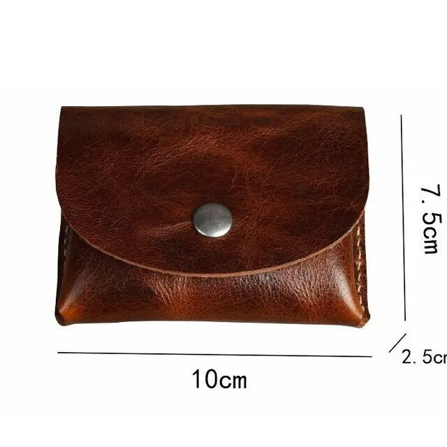 Handwork Vintage Leather Coin Purse Genuine Leather Minimalist Coin Case Men Mini Leather Coin Pouch Card Cowhide