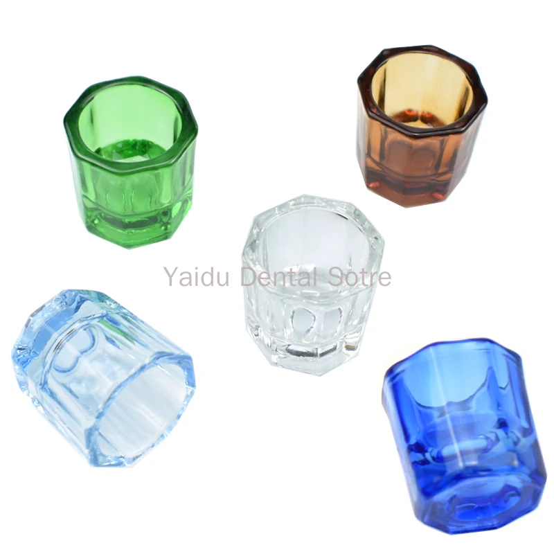 10pcs Dentistry Mixing Bowls Glass Dish Household Octagonal Cups for Dental Lab Powder Holder Container Tool