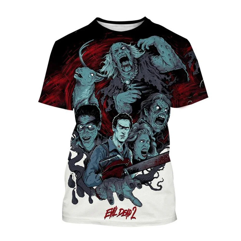 Das T-Shirt „The Evil Dead“ mit 3D-Druck, Dracula-Film, modisches Design, Rundhalsausschnitt, kurzärmelig, Horrorfilm-Motiv, geschlechtsneutral, lässiges Oberteil, lustiges T-Shirt für Kinder. – Detail 2