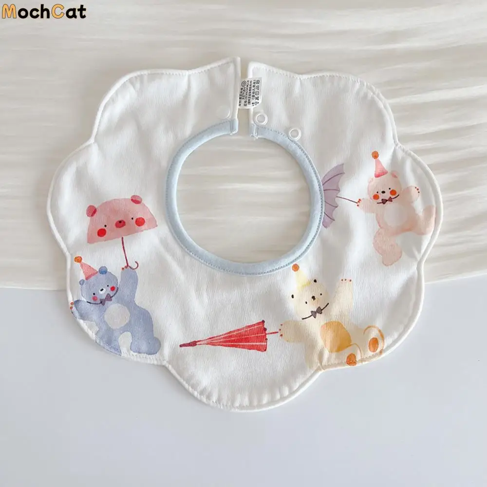 

Cute Cartoon Anti-vomiting Bibs Cotton Yarn Rotatable Baby Cotton Bibs Flower Shape Round Neck Baby Drooling Bibs Daily